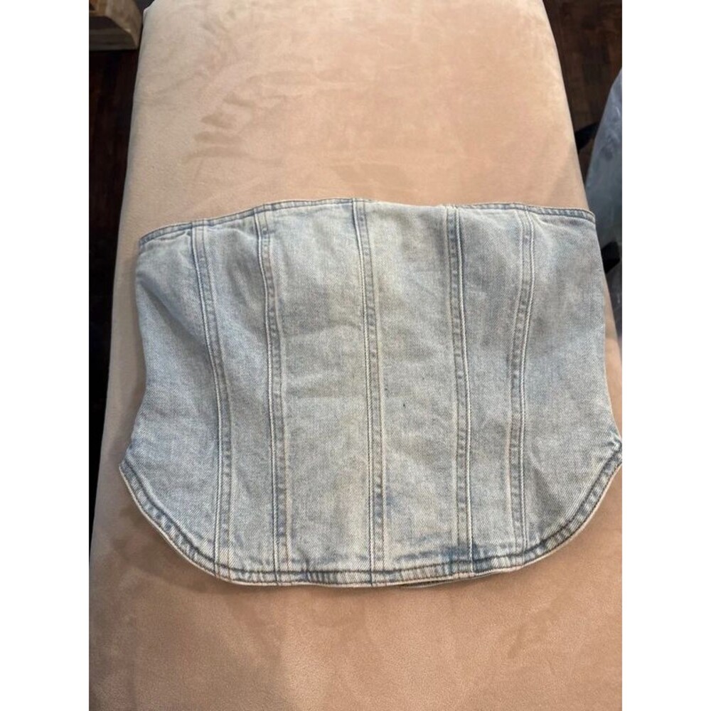 Denim forum zip up denim corset
